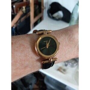 Vintage Fossil PC-7326 Quartz Watch Prism Women Black Leather